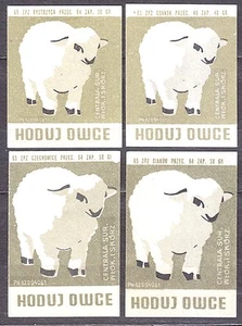 POLAND 1965 Matchbox Label Z#578 set, Grow Grow the sheep.. - Bild 1 von 1