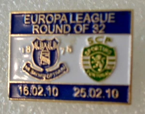 2009/10 EUROPA LEAGUE - Everton v Sporting Portugal - Round of 32 Enamel Badge - Picture 1 of 3
