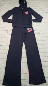 New York Yankees Victoria Secret PINK WOMENS S Fleece Jacket Pants Joggers Set - Picture 1 of 23