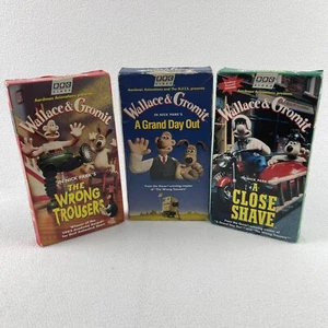 Wallace and Gromit VHS Lot - The Wrong Trousers, A Close Shave, A Grand Day Out - Foto 1 di 7