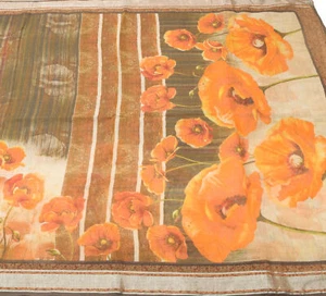 Sushila Vintage Multi-Color Floral Saree Blend Woolen Woven Winter Sari Fabric - Picture 1 of 11