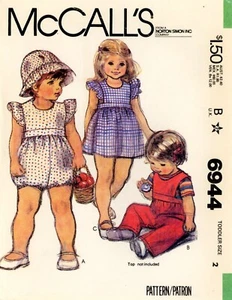 McCall's 6944 Retro Bubblesuits, Rompers, Mini Dress & Hat Sz 2 UNCUT Pattern - Picture 1 of 4
