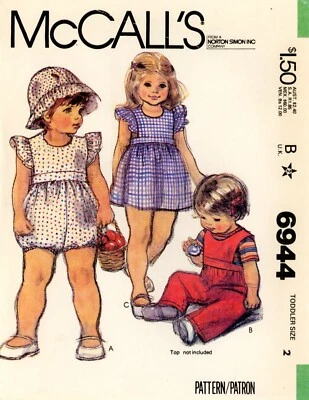 McCall's 6944 Retro Bubblesuits, Rompers, Mini Dress & Hat Sz 2 UNCUT Pattern - Image 1 of 4