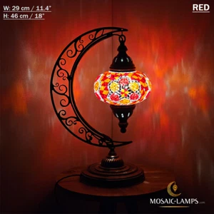 Moroccan Moon Table Lamp, Arc, Murano Crescent Desk Lights, Hilal Turkish Mosaic - Picture 1 of 15