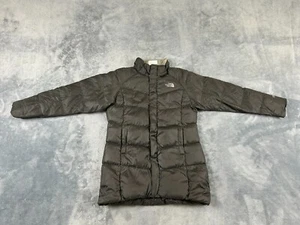 THE NORTH FACE 550 DOWN PUFFER GIRLS JACKET LARGE DARK GRAY INSULATED - Picture 1 of 13