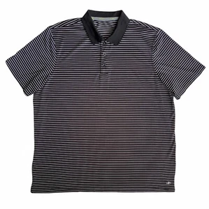 NordicTrack Polo Shirt Short Sleeve Striped Black Mens XL - Picture 1 of 6