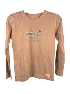 Good Kids by Life Is Good T-shirt LS Brown w/Football Theme Small (5-6) - Picture 1 of 8
