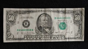 1988 B "NEW YORK" - VINTAGE - SMALL FACE - U.S. FIFTY DOLLAR NOTE - $50 - Picture 1 of 1