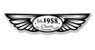 Rok datowany 1958 Skrzydlate skrzydło Cafe Racer motyw na motocykl, kask, naklejka samochodowa