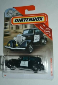 2019 MATCHBOX MBX RESCUE 18/20 - '33 PLYMOUTH PC SEDAN POLICE BLACK AND WHITE - Picture 1 of 3