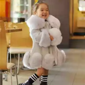 Kids Clothes Girls Jacket Winter Solid Faux Mink Fox Fur Coat Teen Soft Warm - Picture 1 of 23
