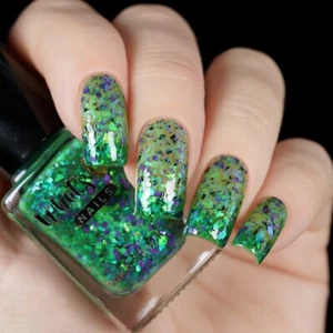 Whats Up Nails Goopy Smalto Goblin (Termico da Verde a Verde Chiaro con Fiocchi) - Foto 1 di 23