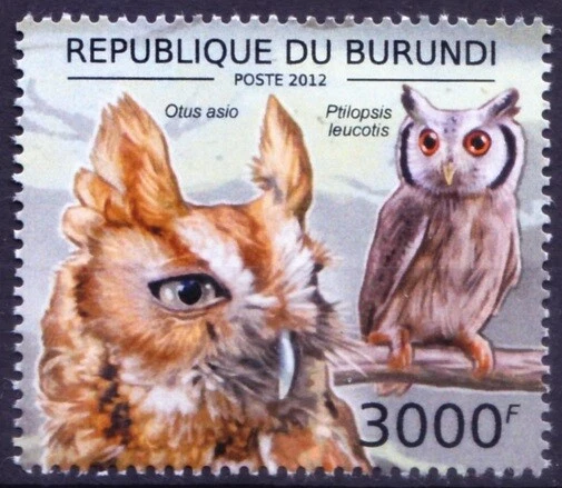 Burundi 2012 MNH, aves rapaces, búhos, búho chillón oriental   Foto 1 de 1