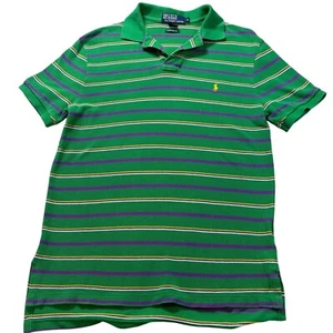 Polo Ralph Lauren Poloshirt Herren M Grün Gestreift Kurzarm Pony Gelb - Bild 1 von 6