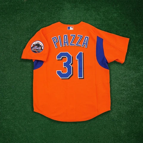Mike Piazza 2004 New York Mets Authentic Orange Men's Batting Practice Jersey Cover