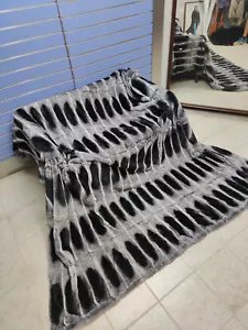 Coperta vera pelliccia/coperta king size naturale pelle intera Rex coniglio cincillà - Foto 1 di 9