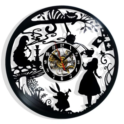 Alice in Wonderland Wall Clock Records Decor Gift Christmas Birthday Holiday - Image 1 of 4