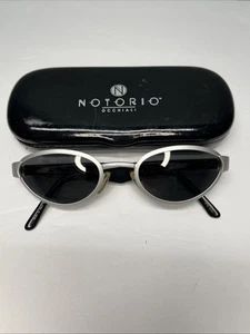 Vintage Notorio Occhiali Sunglasses Made In Italy N132 ATB Blk Grey 50-21 w/Case - Picture 1 of 13