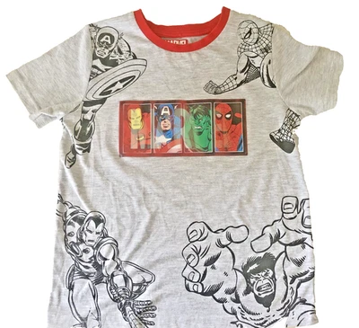 Marvel 3D Holographic T-shirt Age 7-8y Grey/Red Holographic Hero Characters x 4 - Image 1 of 4