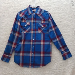 Men Button-Up Long Sleeve Shirt Size L JJ Cochran Pearl Snap Western 4th July - Picture 1 of 21