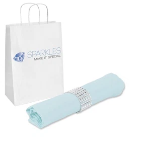 Servilleta de tela de poliéster de 20"x20" pulgadas 150 piezas - azul claro - con anillos boda yk - Imagen 1 de 6