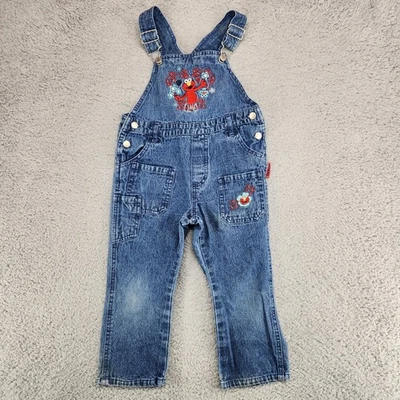 Mono de mezclilla vintage bordado Elmo calle sésamo niñas pequeñas talla 4T Foto 1 de 4