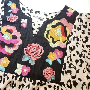 Savanna Jane ärmelloses Top Leopardenmuster Blumen bestickt Größe Boho - Bild 1 von 7