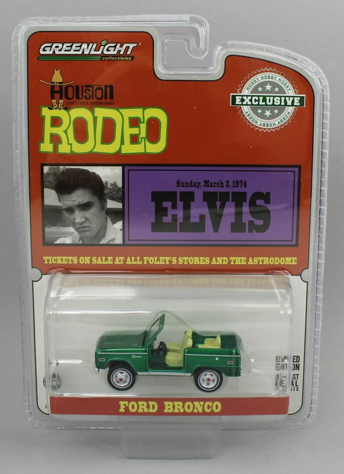 1:64 GreenLight *HOUSTON RODEO* ELVIS Ford Bronco *GREEN MACHINE* - Image 1 of 1