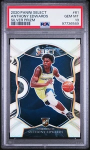 2020 Panini Select Anthony Edwards 61 SILVER HOLO Prizm PSA 10 Rookie RC - Picture 1 of 2