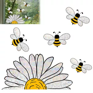 Adorable Bees Style Glass Sticker DIY Honeybee Wall Decals for Home Office Class - Picture 1 of 10