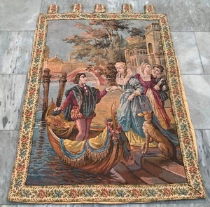 Vintage französischer Wandteppich erstaunlich bildlich romantisch Wohndeko Wandteppich 2x3 Fuß - Bild 1 von 8