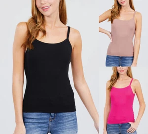 Women Basic Solid Stretch Ribbed Cami Knit Tank Top Shirt T11311 - Picture 1 of 27