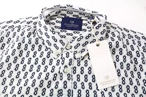 Scotch&Soda Ams Couture Hombre Camisa M Blanco Azul Estampado Algodón Puro - Imagen 1 de 7