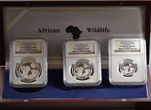 2014 Somalia Silver Elephant African Wildlife 4 Coin Proof Set NGC PF69 - PF68 - Picture 1 of 10