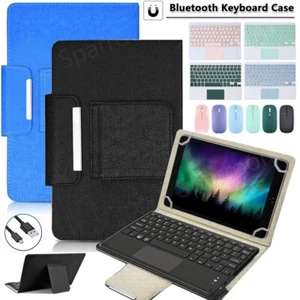 For 10" 10.1" inch Tablet Universal Touchpad Keyboard Leather Case Cover Mouse - Picture 1 of 68