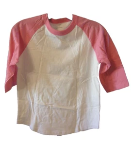Sporttek Girl 3/4 Sleeve T-Shirt, Size Youth Small, Pink & White, Brand New - Picture 1 of 1