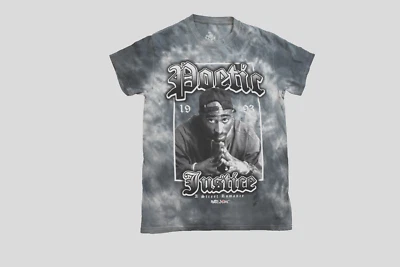 Poetic Justice Hombres Tupac Shakur Lucky Gráfico Gris Tie Dye Lavado Nuevo Pequeño Foto 1 de 4