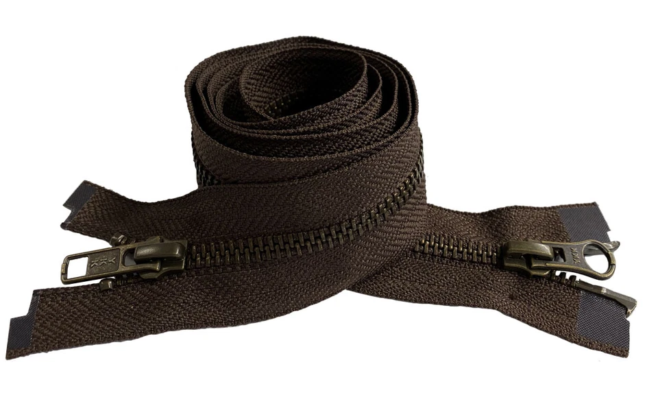 YKK #5 Antiguo Latón Dos Vías Separador 28" a 36" - Peso Medio Chaqueta Cremallera Foto 1 de 1