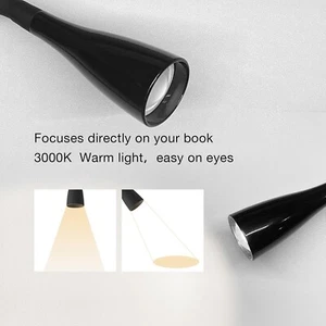 Clip-On Reading Book Light Flexible Extra Long Headboard Lamp LED Reading Light - Picture 1 of 3