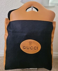 AUTÉNTICO BOLSO DE MANO GUCCI VINTAGE PLEGABLE DE FIELTRO Y CUERO DOBLE MANGO USADO - Imagen 1 de 16