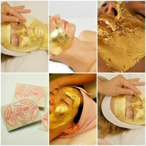 MASCHERA VISO ANTIRUGHE ANTI-INVECCHIAMENTO FOGLIA ORO 24K PURA SPA Pelle foglia oro puro - Foto 1 di 13