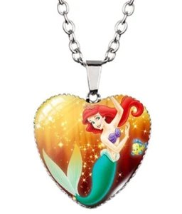 The Little Mermaid Ariel Necklace Heart Pendant Charm Jewellery Disney Chain - Picture 1 of 1