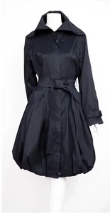 Samuel Dong Bubble Hem Trench Coat Dress Black Size Small & Med. NWT - Picture 1 of 10