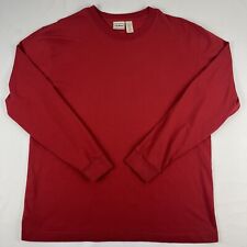 LL Bean Crewneck Pullover Shirt Men's Sz Large Long Sleeve 100% Cotton Dark Red