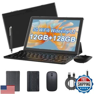 Android 13 Tablet, 10 inch 2 in 1 Tablets with Keyboard, 12GB RAM 128GB ROM 1 - Picture 1 of 5