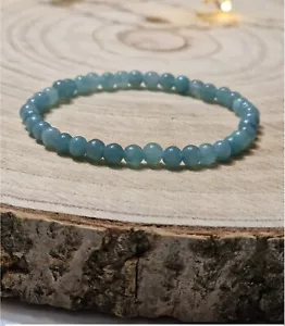 Aquamarin Perlenarmband Armband Positive Energie Steine 4mm Länge 17cm - Bild 1 von 3