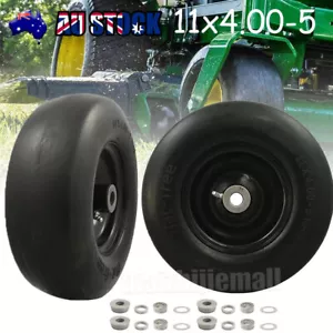 1 Pair Universal Fit Flat Free 11 X4.00-5 Lawnmower Tire Smooth Tread Zero Turn - Picture 1 of 7