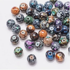 200pcs Mixed Unique Babysbreath Lampwork Glass Round Loose Spacer Beads 8mm DIA - Picture 1 of 4