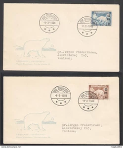 GR004 1956 GREENLAND GRPOUNDSNLAND ANIMALS POLAR BEAR MICHEL #37,38 25 EURO FDC - Picture 1 of 1