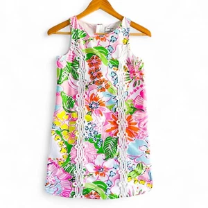 Lilly Pulitzer x Target Floral Lace Shift Dress Girls 10-12 L Bright Pink Multi - Picture 1 of 8